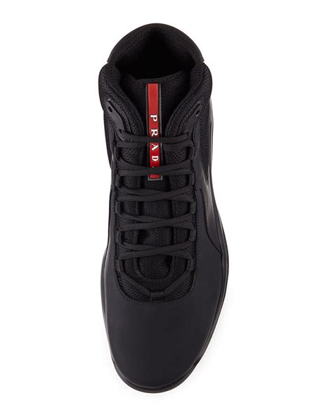 prada sneaker america& 39|high top black prada sneakers.